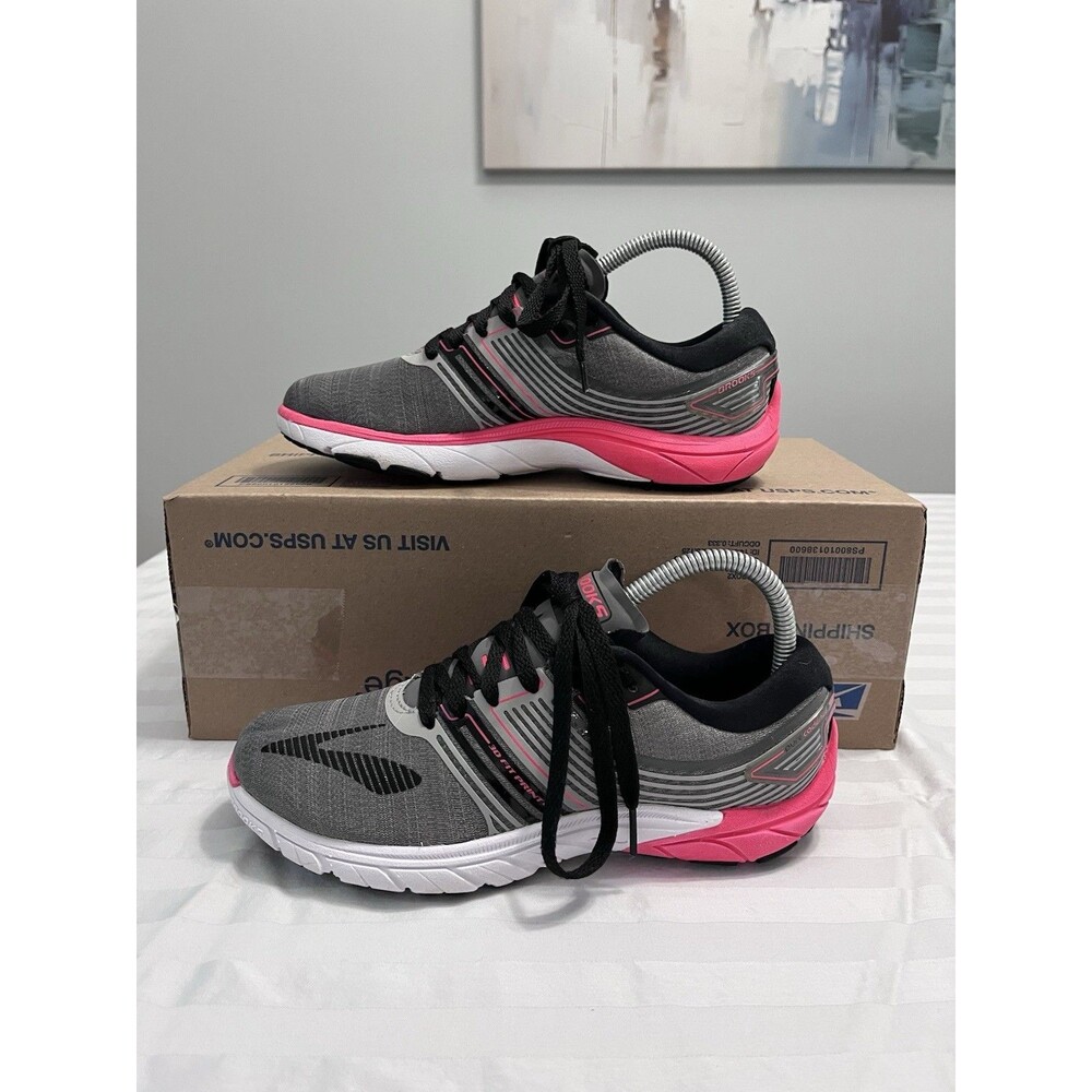 Brooks PureCadence 6 Womens 7.5 M Gray Pink Running Shoes Sneakers 1202361B034